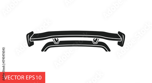 Black Silhouette Vector Icon of Car Spoiler Automotive Aerodynamic Accessory.