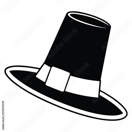 A black silhouette of a pilgrim hat