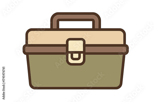 Simple closed utility toolbox or tackle box with handle and latch mechanism