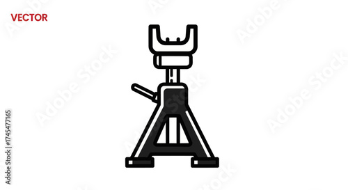 Black and White Automotive Jack Stand Icon.