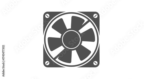 A close-up stylized illustration of a computer cooling fan.