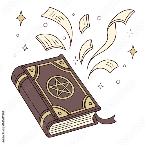 A magical book with flying pages