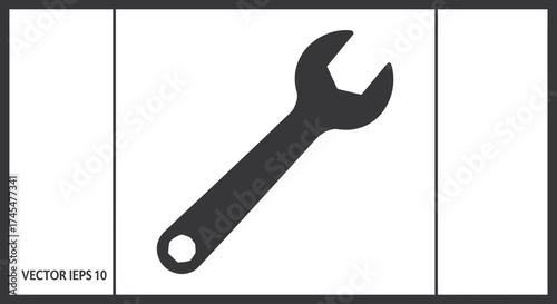 Silhouette of a Metal Combination Wrench Tool.