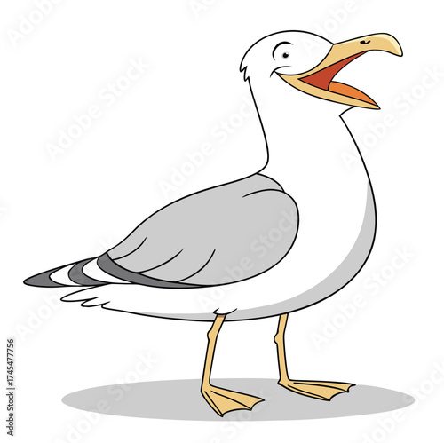 Playful Seagull Character Pointing in Flat Vector Art Style vector illustration