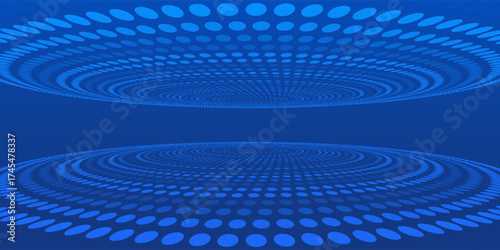 Blue pixel background. Abstract digital pattern with square elements grid. Futuristic dotted mesh with gradient effect. Geometric minimal digital design. Modern vector illustration.