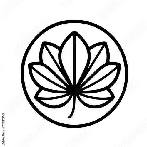 Lotus Leaf Black and White Icon
