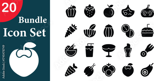 Versatile 20 item food and drink icon set vector scalable illustration for eps file formats silhouette vector illustration white background