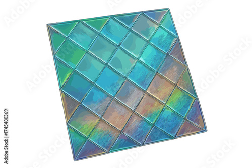 Iridescent holographic geometric pattern background with vibrant color gradient texture