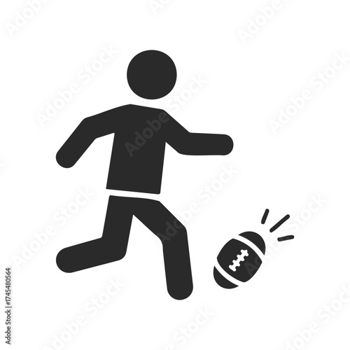 Silhouette icon of person kicking an american football