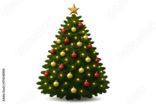 Festive Christmas tree with ornaments