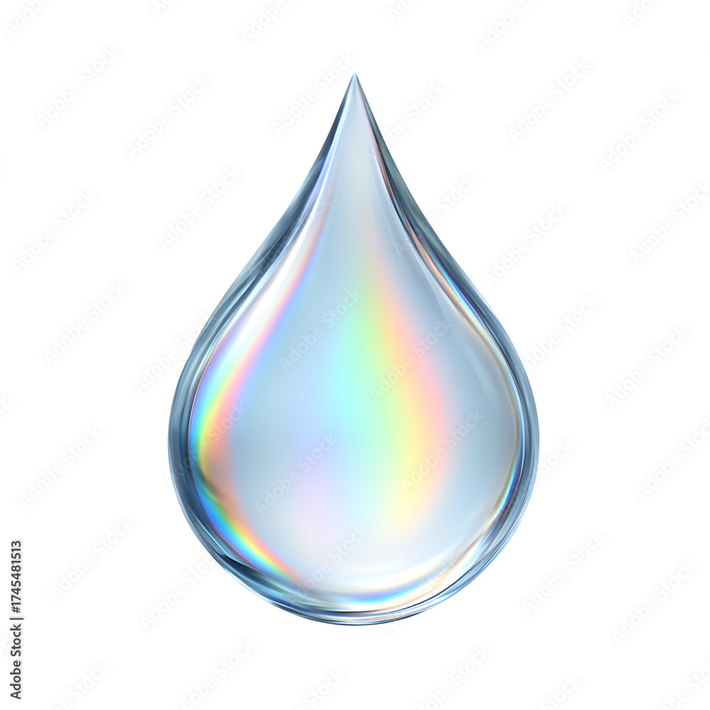 Fototapeta premium Water droplet with rainbow reflections