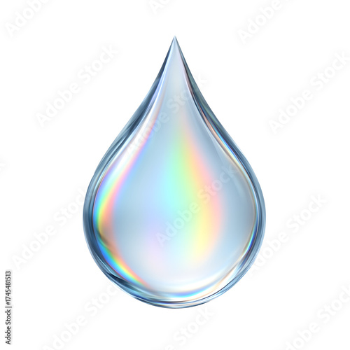 Water droplet with rainbow reflections