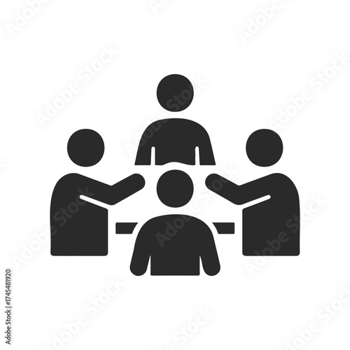 Team collaboration icon: four people in discussion