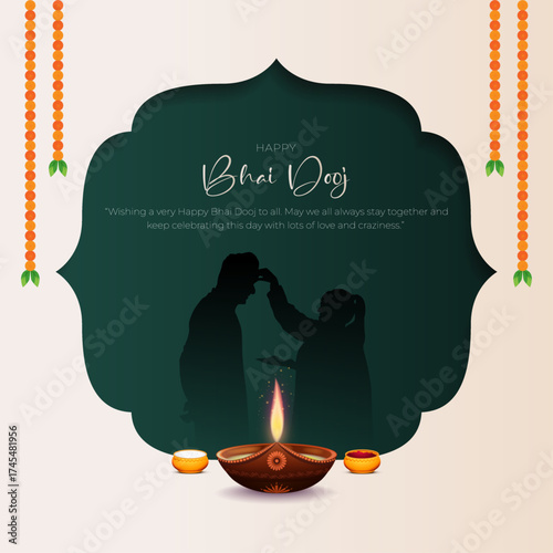 Indian Bhai Dooj Festival Greeting Card and Social media Post Design. Bhaiya Dooj Celebration with Text Vector Illustration