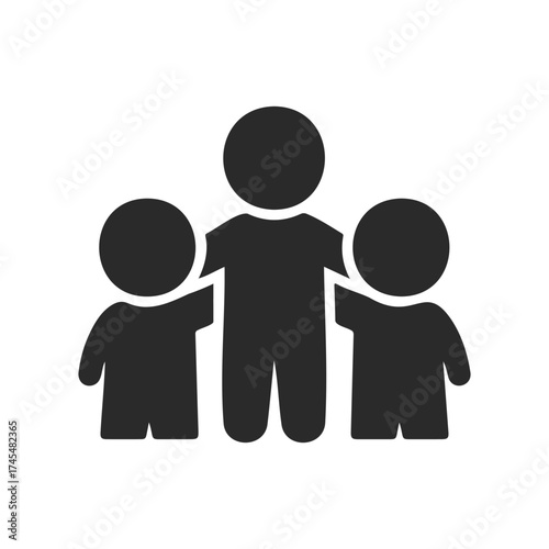 Silhouette of three people embracing in unity