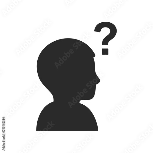 Silhouette of person with question mark symbolizing curiosity and uncertainty