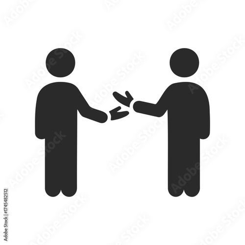 Minimalist figures exchanging a handshake gesture icon