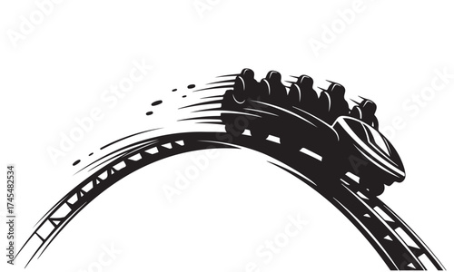 Dynamic Roller Coaster Ride Illustration with Speed Effect
