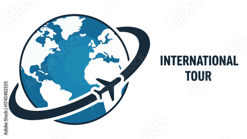 International Tour Concept with Globe and Airplane Icon