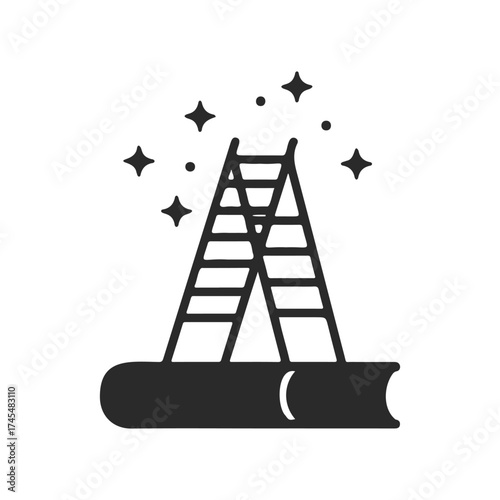 Ladder on book with sparkles icon symbolizing knowledge and growth