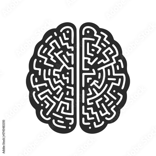 Maze patterned brain icon illustrating complexity and thought