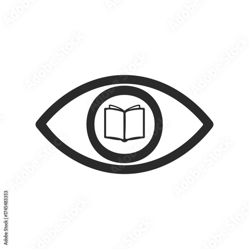 Open book in eye icon symbolizing knowledge and vision
