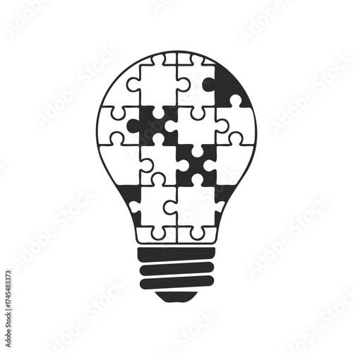 Puzzle lightbulb concept: innovation and creativity in problem solving