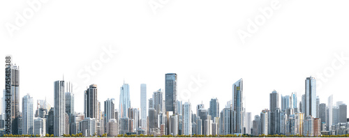 Panoramic cityscape of modern high-rise buildings