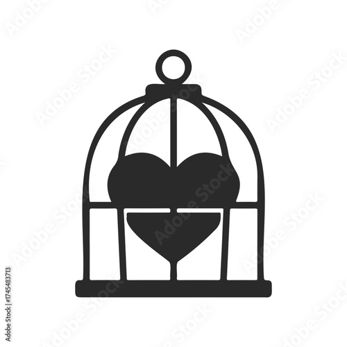 Heart in a birdcage symbolizing emotional captivity and love confined