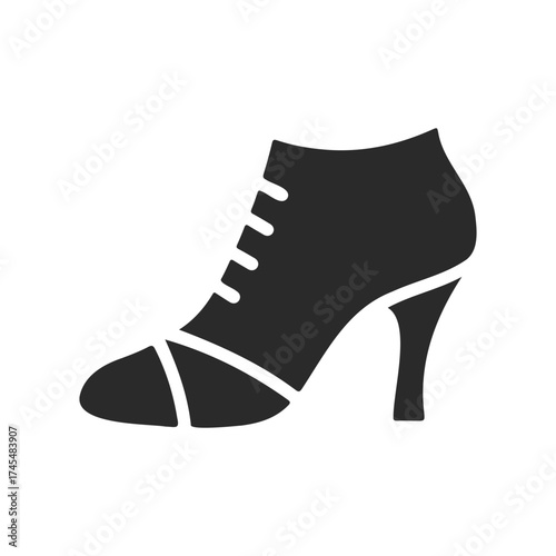 Black silhouette of feminine high heel shoe icon with lace design