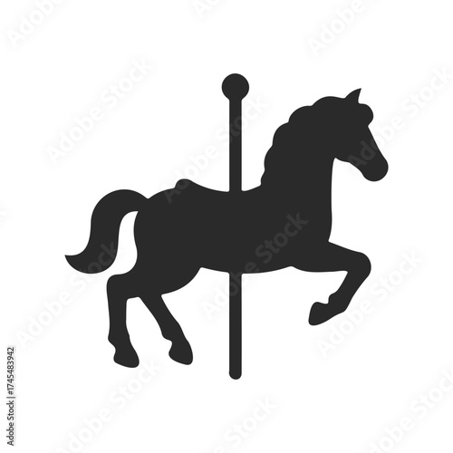 Silhouette of carousel horse on white background