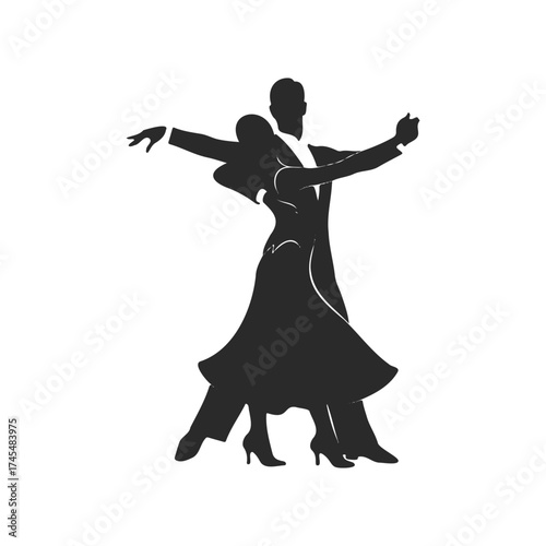 Silhouette of ballroom dance couple in elegant pose