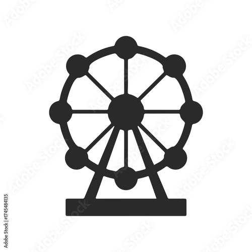 Black silhouette ferris wheel icon on white background