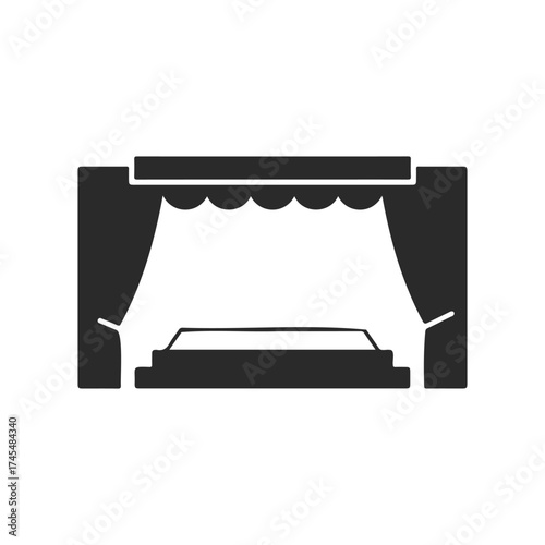 Minimalist theater stage icon with curtains and proscenium arch