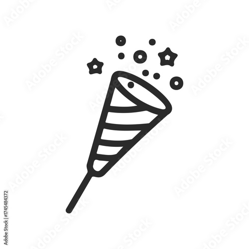 Party celebration icon with confetti and stars