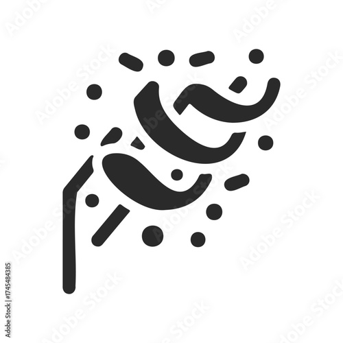 Black confetti popper icon symbolizing celebration and party festivities