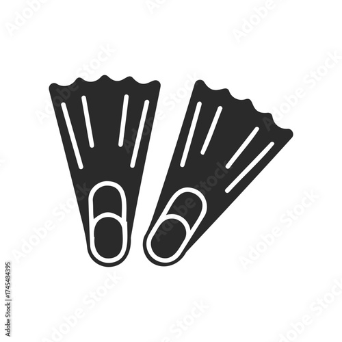 Black swimming flippers icon on white background