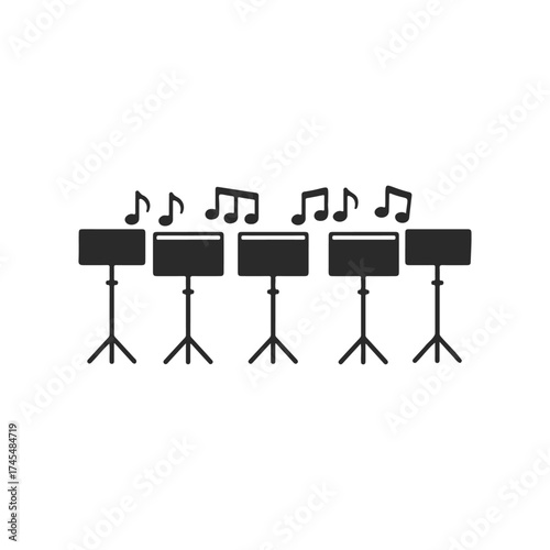Musical notes and music stands icon illustration