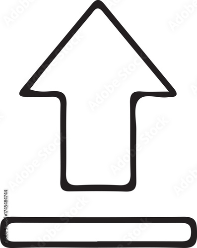 Simple black outline arrow pointing upwards symbol for upload or direction
