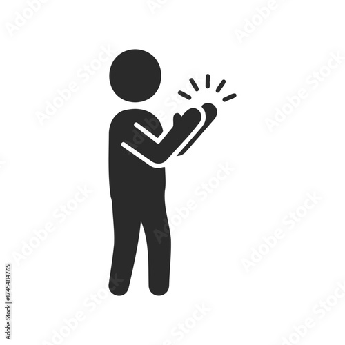 Silhouette of person clapping - simple black icon on white background