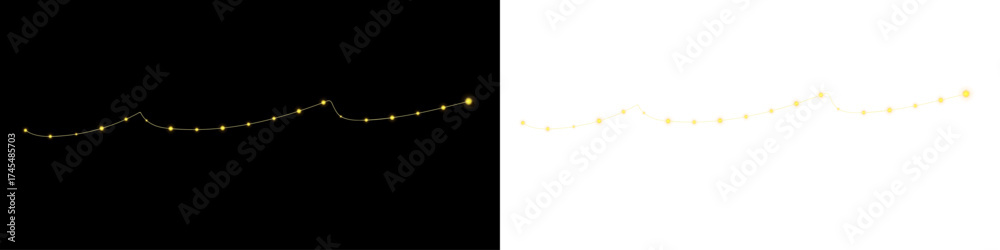 Fototapeta premium Festive Light String PNG Decorative Holiday Border Background