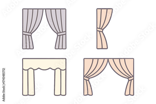 Elegant interior window treatments assortment featuring drapes and valances