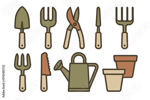 Essential collection of gardening tools and supplies for planting and cultivating