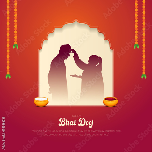 Indian Bhai Dooj Festival Greeting Card and Social media Post Design. Bhaiya Dooj Celebration with Text Vector Illustration