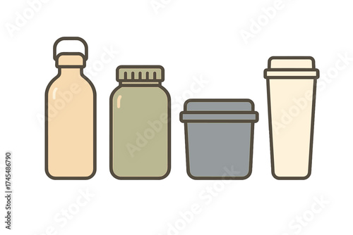 Reusable bottles, jars, cups, and containers for sustainable food and beverage storage