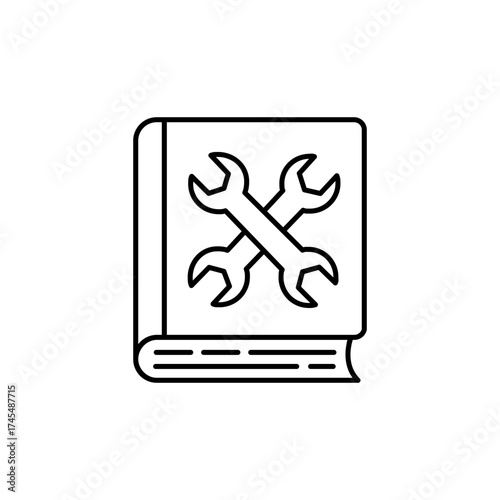 Vector art of book with crossed wrenches on cover