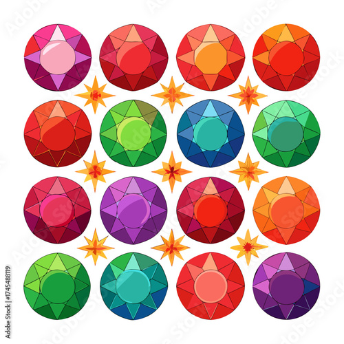 Vector art of colorful gems pattern for fashion and jewelry