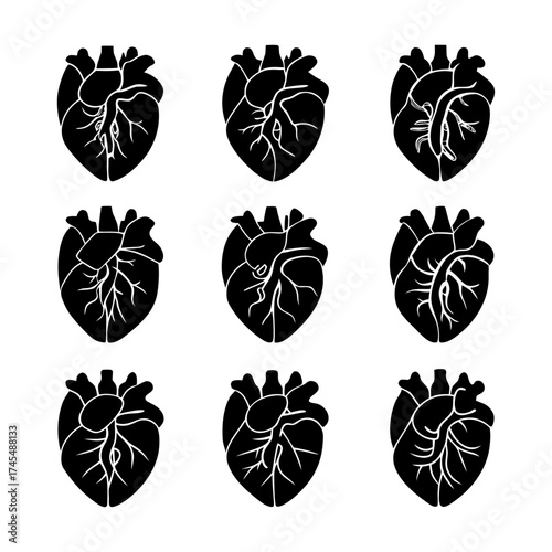 Vector art of seamless pattern of black heart for medical use