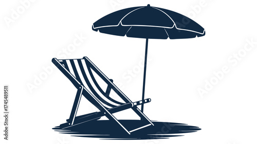 Classic beach chair and umbrella set iconic summer relaxation and outdoor leisure icon