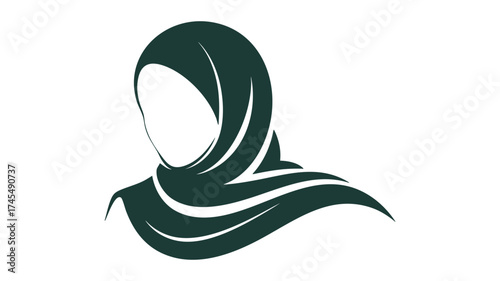 Elegant dark hijab symbol for fashion beauty and cultural representation logo
